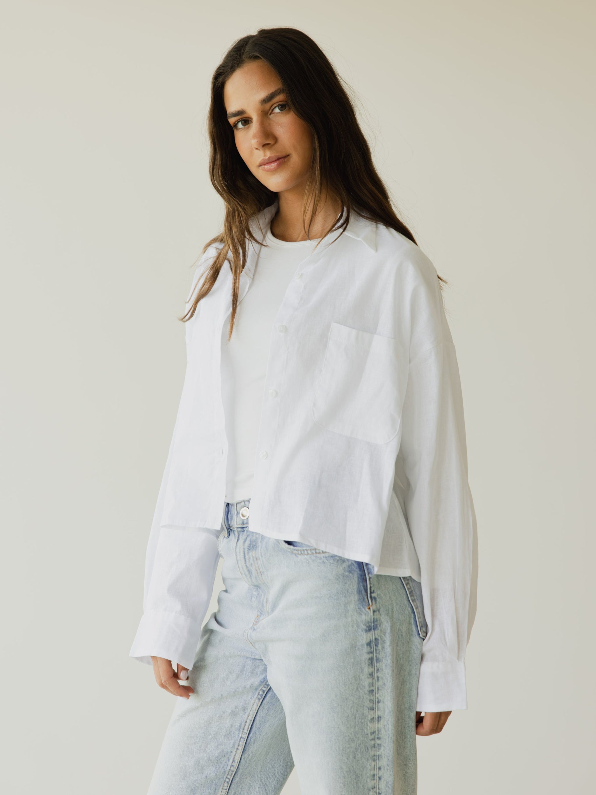 Cropped Linen Shirt - Offwhite – ASCIA