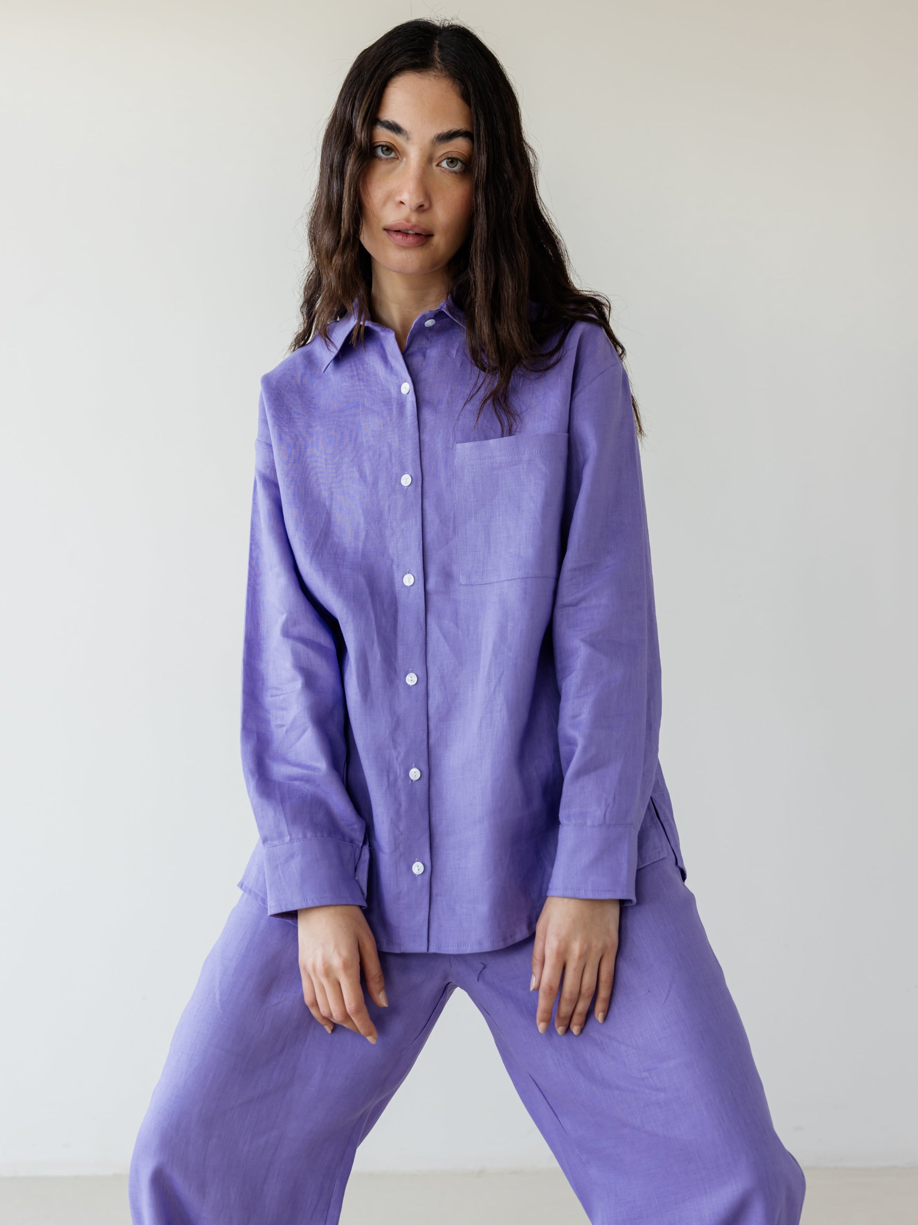 Basic Linen Shirt - Deep Lavendar