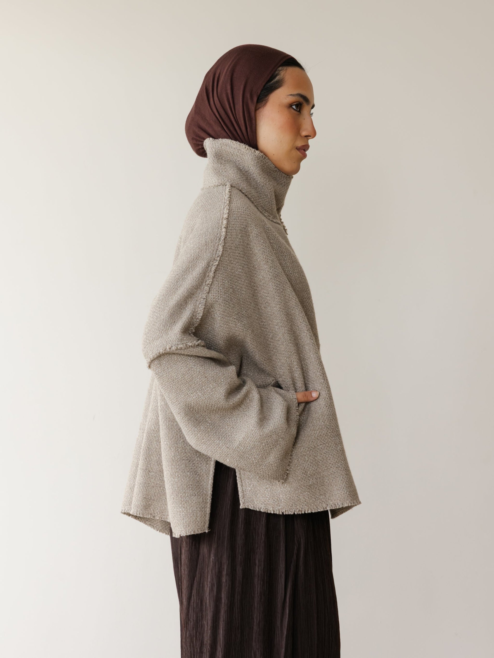 High Collar Jacket - Beige